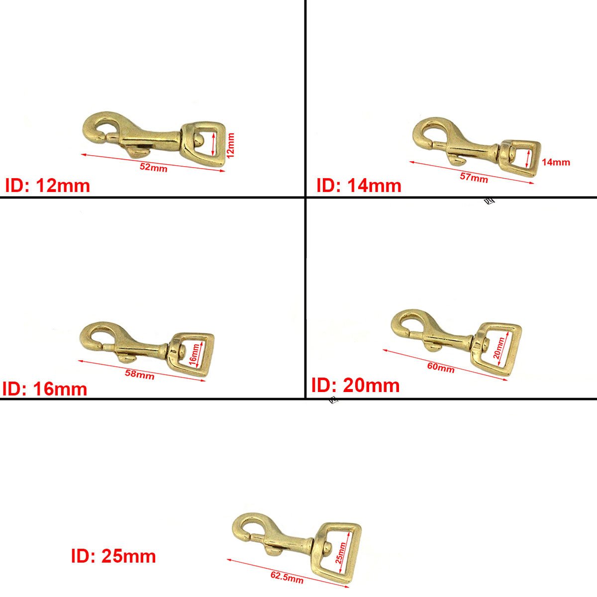 Solid Brass Swivel Eye Snap Hook Bolt Trigger Clip Lobster Clasp for Leather Craft Bag Strap Belt Pet Dog Leash Keychain
