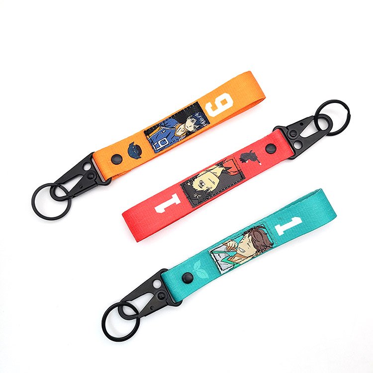 Cheap Webbing Key Chains Fabric Keychain Keyring Key Chain Strap Lanyard Keychain Custom Logo Keychains with Carabiner Hook