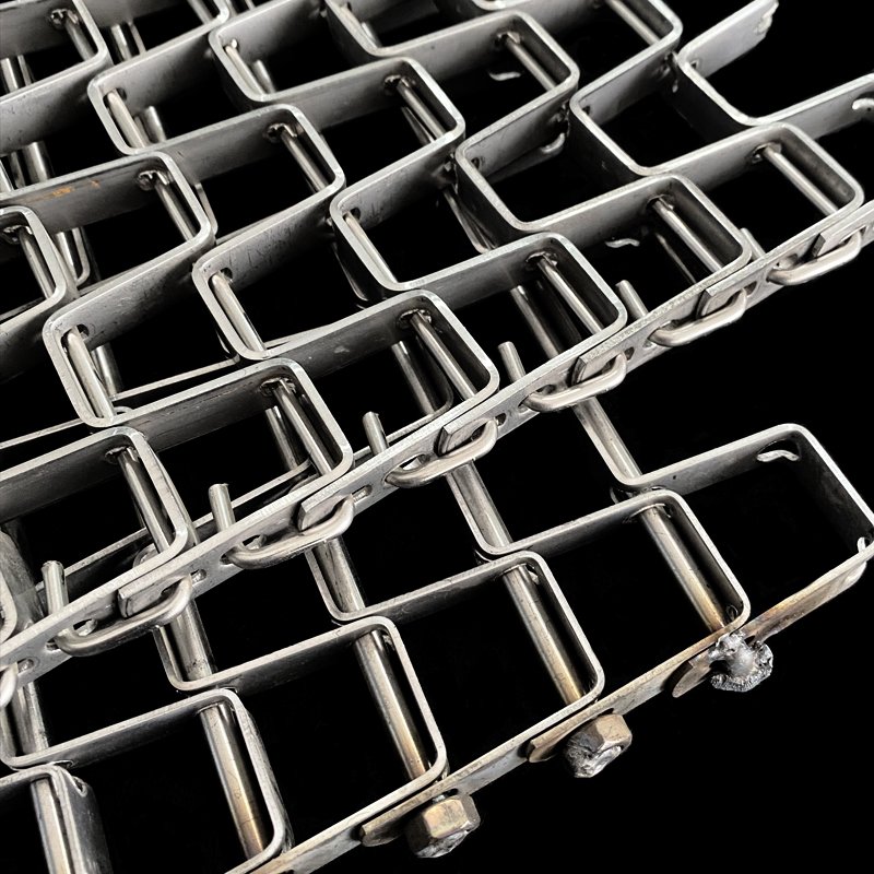 Flat wire carbon steel chain driven stainless steel honeycomb conveyor belt