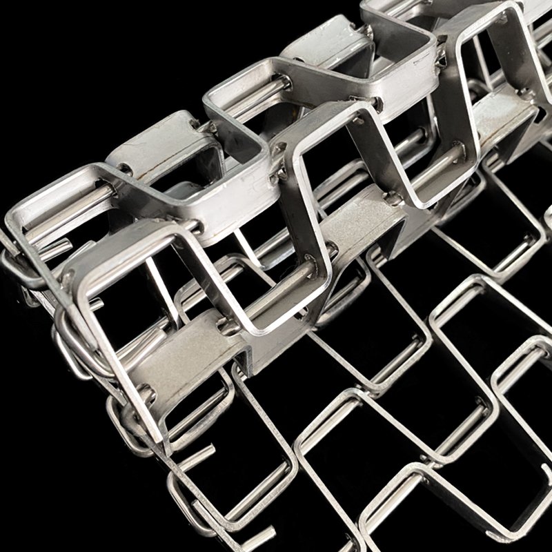 Flat wire carbon steel chain driven stainless steel honeycomb conveyor belt