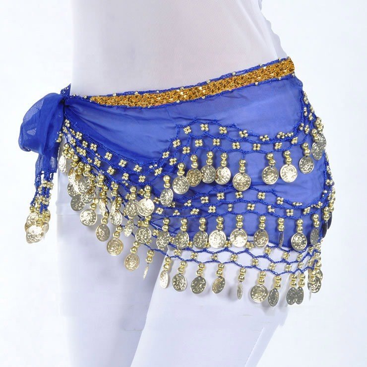 Bestdance 3 Rows Gold Coin Belt Belly Dance Hip Scarf Skirt Dancing Waist Chain Skirt Wrap
