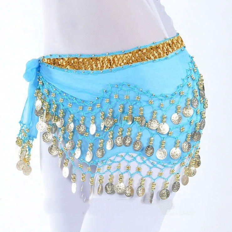 Bestdance 3 Rows Gold Coin Belt Belly Dance Hip Scarf Skirt Dancing Waist Chain Skirt Wrap