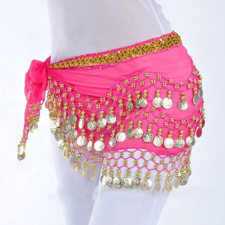 Bestdance 3 Rows Gold Coin Belt Belly Dance Hip Scarf Skirt Dancing Waist Chain Skirt Wrap