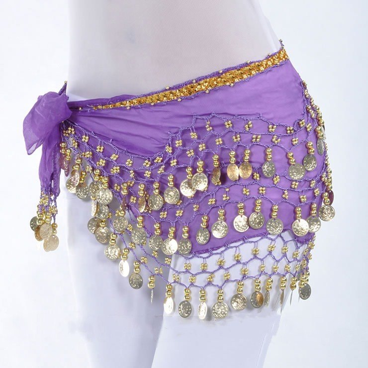 Bestdance 3 Rows Gold Coin Belt Belly Dance Hip Scarf Skirt Dancing Waist Chain Skirt Wrap