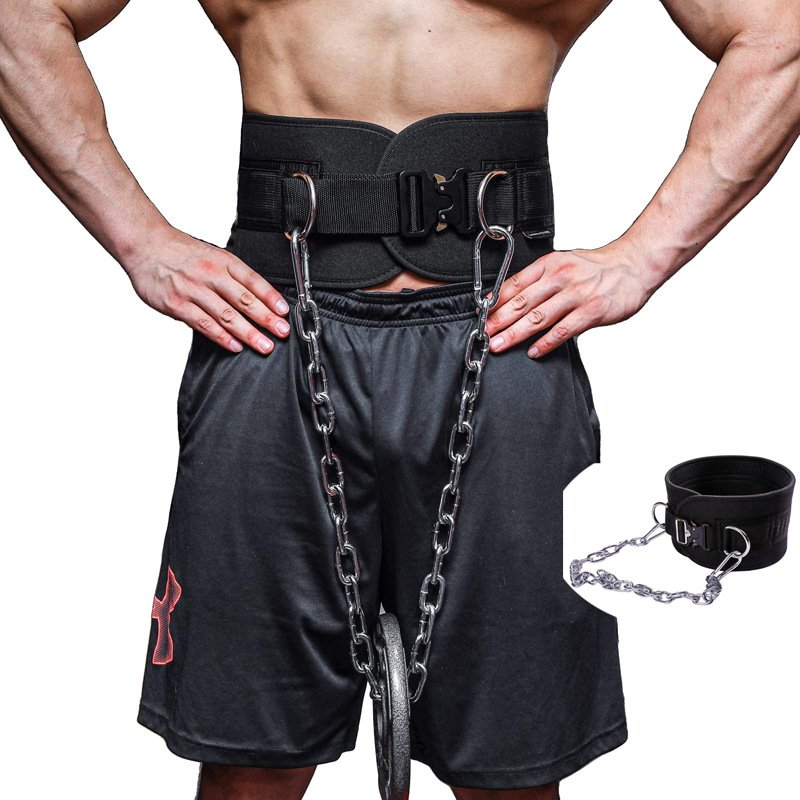 Fitness Dip Belt with Chain for Weightlifting, Pullups, Powerlifting, and Bodybuilding Workouts Waist Support