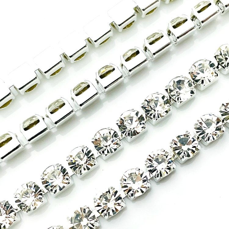 Crystal Stock Sewing Rhinestone Craft Accessories Close Chain Trim Roll by the Yard for Garment Processing