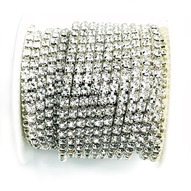 Crystal Stock Sewing Rhinestone Craft Accessories Close Chain Trim Roll by the Yard for Garment Processing