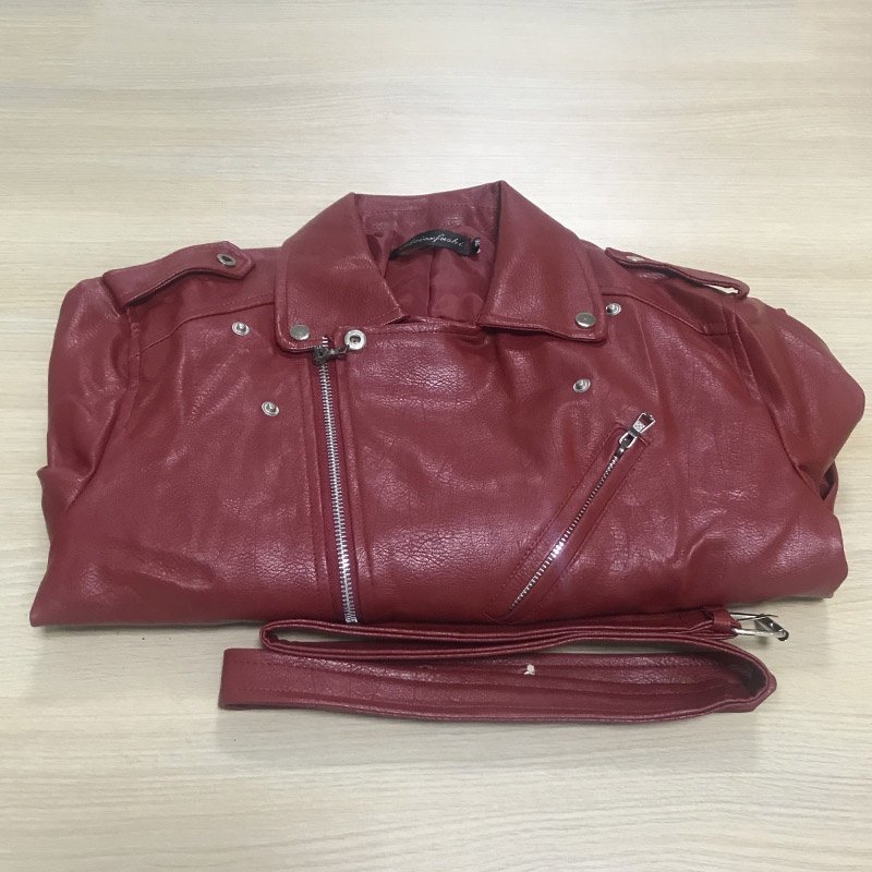 Women Motorcycle Cropped Jackets Faux Leather Biker Short Blazer PU Belted Zip Up Streetwear Waterproof Coat Moto Jacket