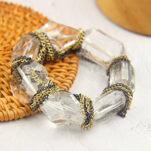 Baby Wang Rui European and American jewelry Japanese and Korean jewelry elastic two -color chain irregular block bracelet 10025