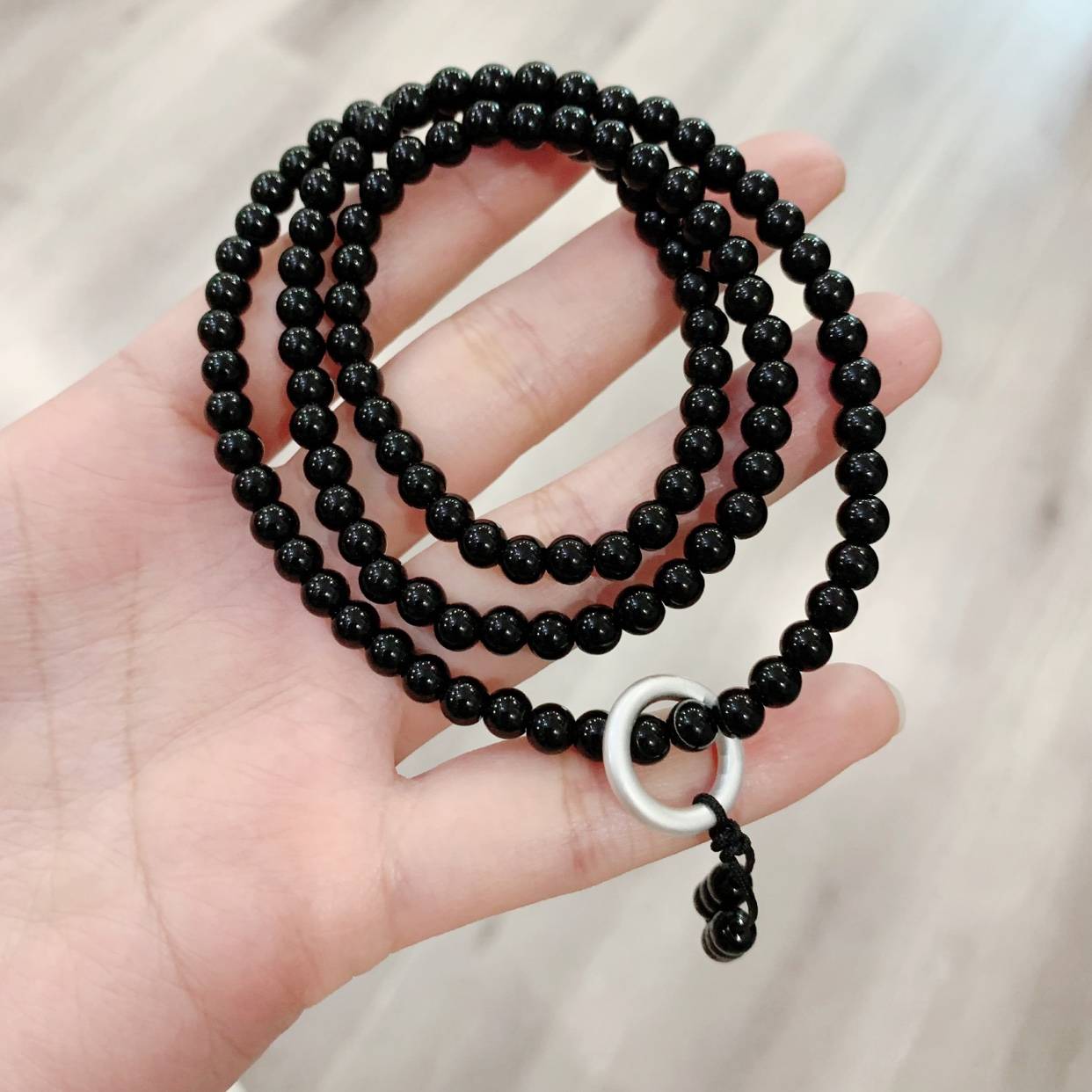 Qingcang black aga multi -circle women's bracelets about 5mm three -circle black agate bracelets will have slight flaws