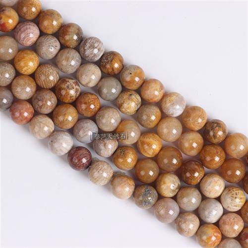 New natural coral jade round beads semi -finished chrysanthemum stone loose beads DIY bracelet necklace beaded accessories