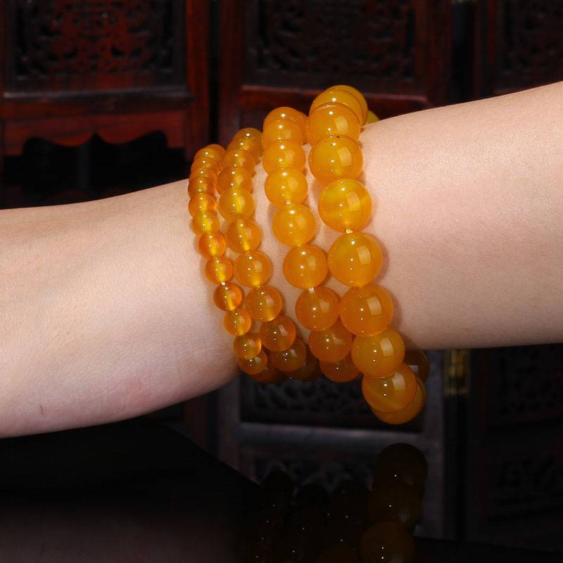 Crystal bracelet yellow agate bracelet Crystal bracelets Crystal decoration men's and women's wealth of wealth bracelets happy stone