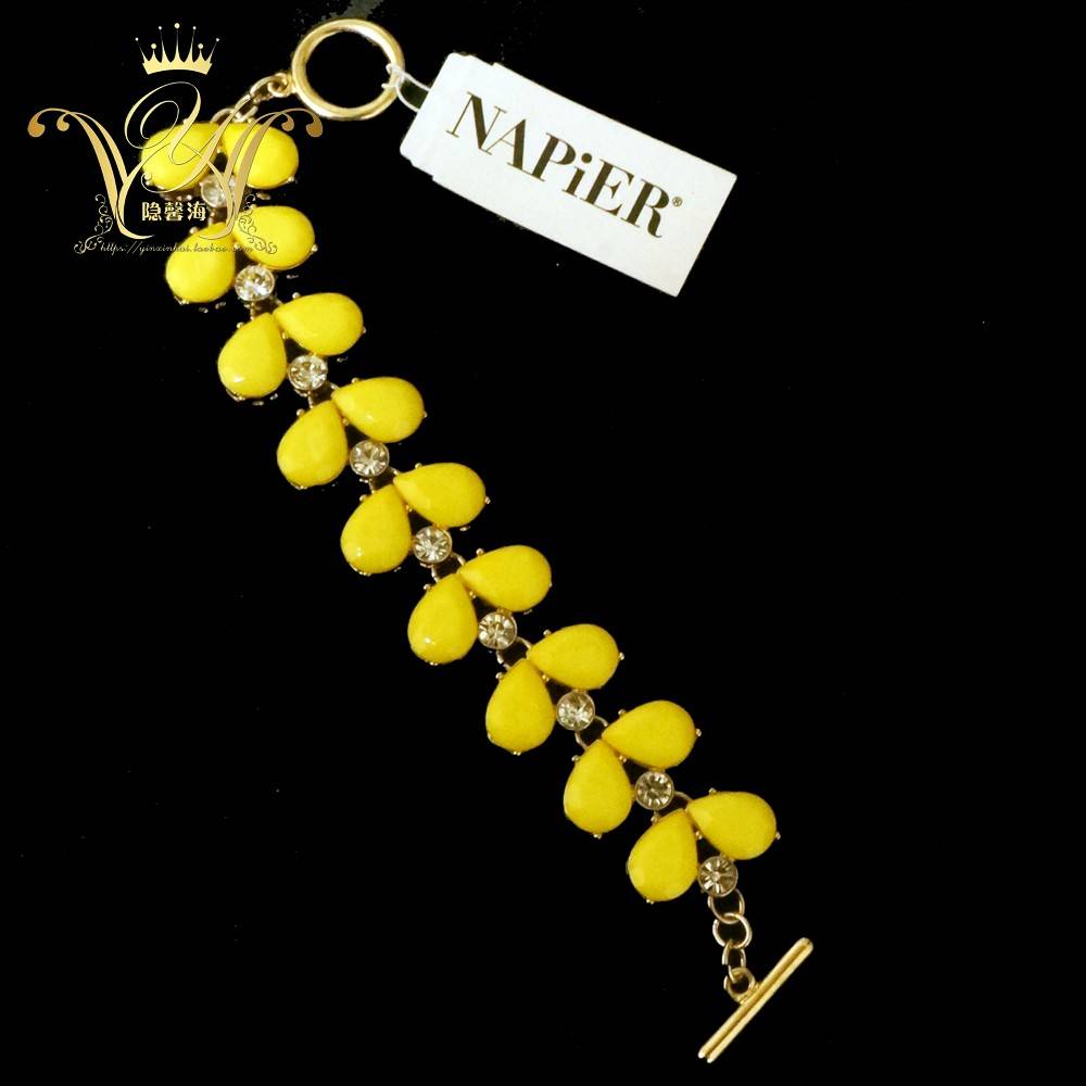 Napier Original Vintage retro classical bright yellow gem style luxurious temperament gold bracelet