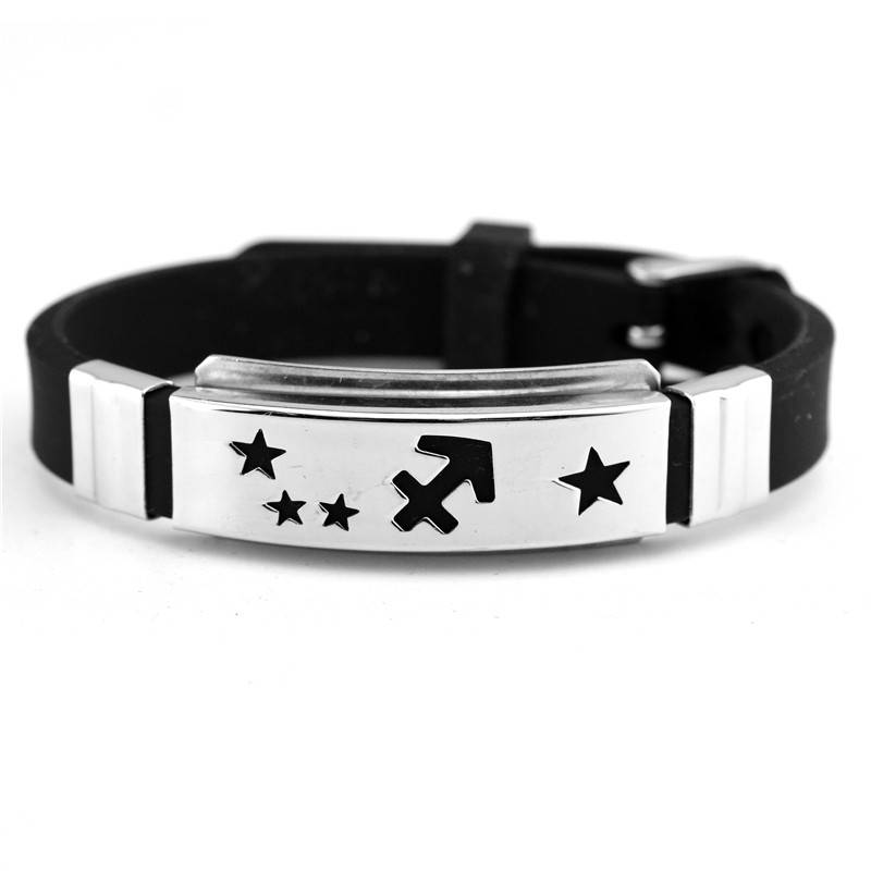 Japanese and Korean 12 constellation bracelet Silicon glue bracelet men and women a pair of student couple birthday gift titanium steel jewelry