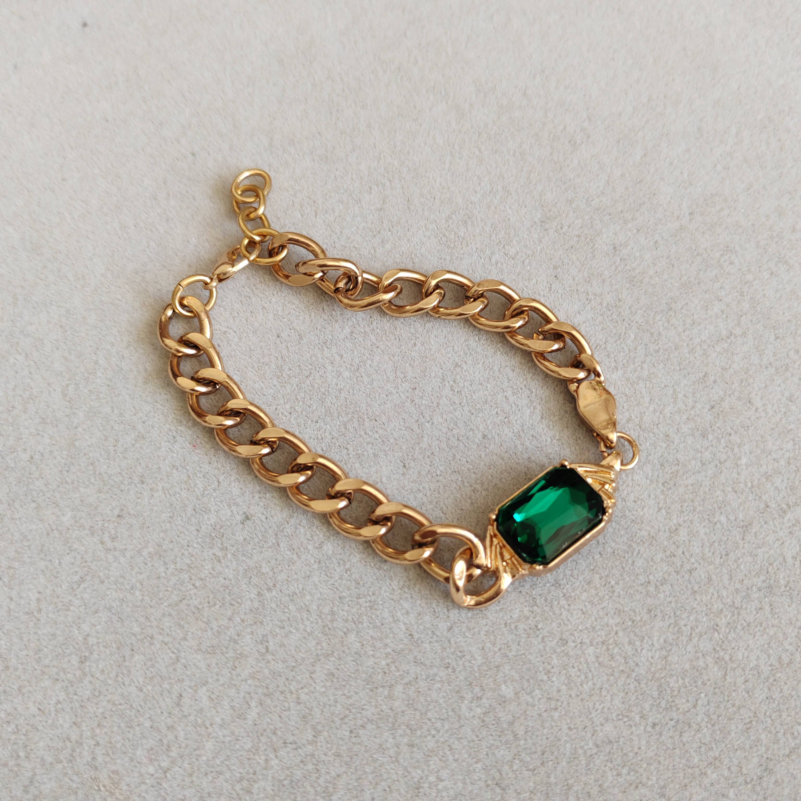 European and American niche jewelry retro diamonds fashion popular alloy antique gold plating bracelet jewelry women