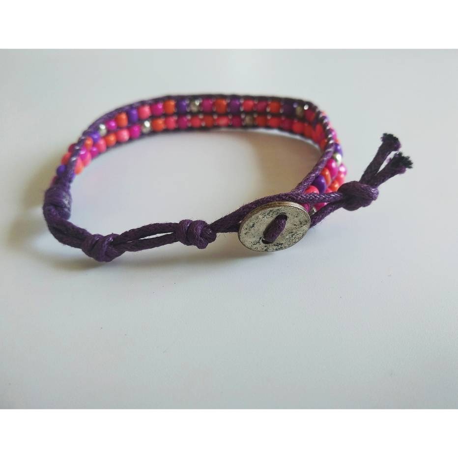 European and American original single bracelet beaded bracelets edited rope pink retro Posmian ethnic style