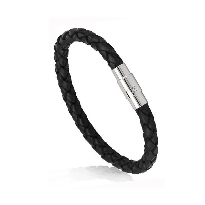Export jewelry trendy men's simple European and American fashion titanium steel magnet buckle woven leather bracelet