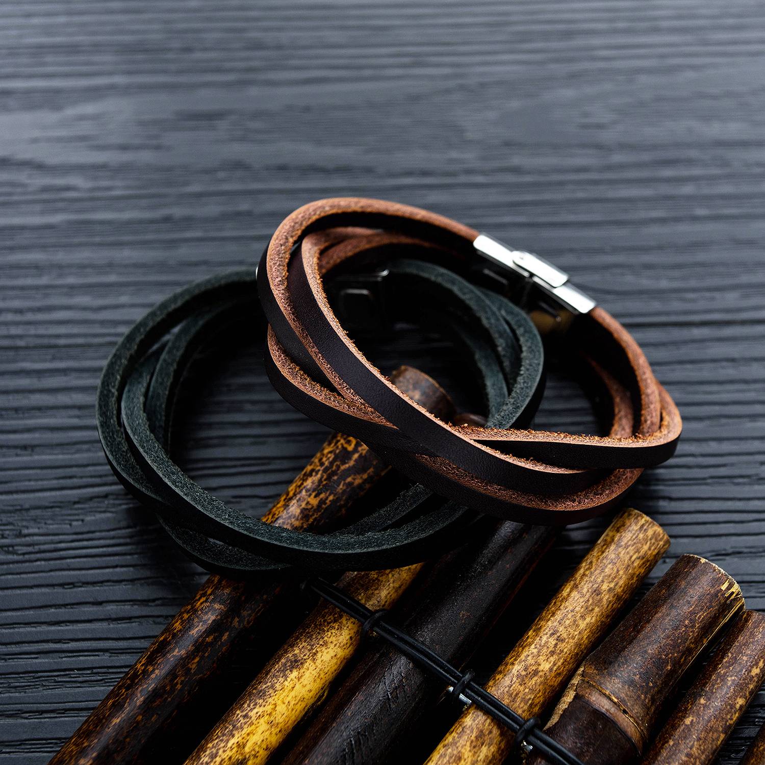 Hot selling jewelry European and American fashion cross -border men's leather bracelet fashion versatile multi -layer leather rope N1344