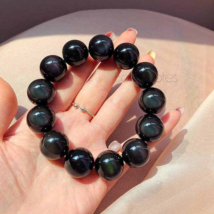 American natural double rainbow eye obsidian bracelet Qingcang full -color gemstone crystal bracelet TBS013