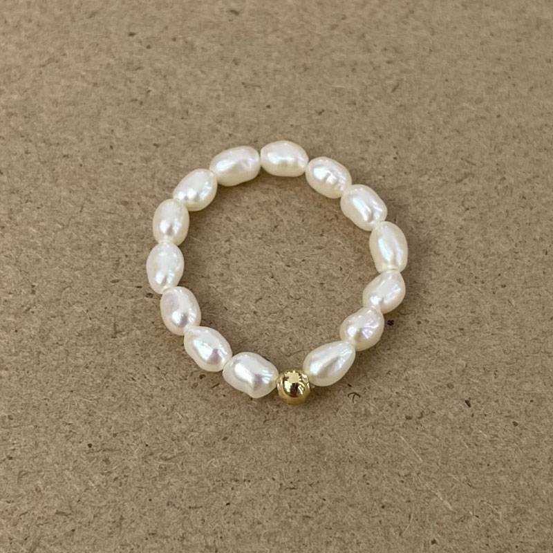 Fashion, simple natural freshwater millet bead elastic ring