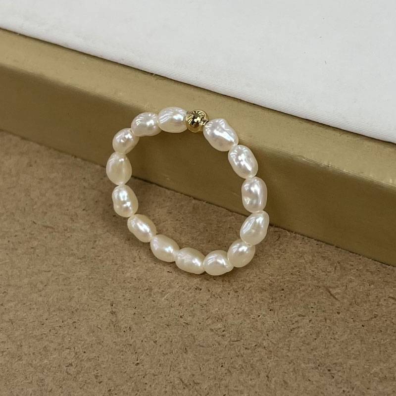 Fashion, simple natural freshwater millet bead elastic ring