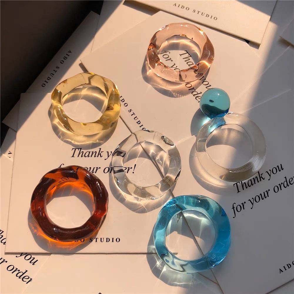 Pure handmade glass glazing ring ring welfare price customization refers to the surrounding personality fashion Korean version simple