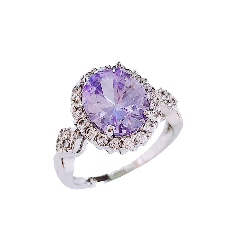 Exit single imitation 925 Silver antique retro light purple oval pigeons vintage simplicity rings female