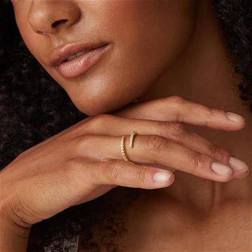 Geometric Word Operation Silver Ring S925 Silver Plating 18K Gold Stone Live Ring Non -Jewelry Girl