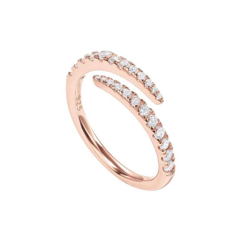 Geometric Word Operation Silver Ring S925 Silver Plating 18K Gold Stone Live Ring Non -Jewelry Girl
