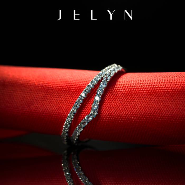 Silver -plated 14K gold inlaid Mossian Stone ring circular to Japan and South Korea, Diamond Diamond Diamond Ultra -narrow Diamond Women's Rose Golden Tail Ring