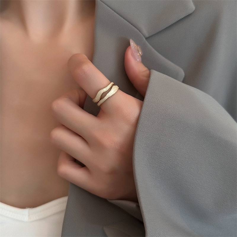Smoke atmosphere -natural white pill enamel dual -layer design sensor French style ring ins