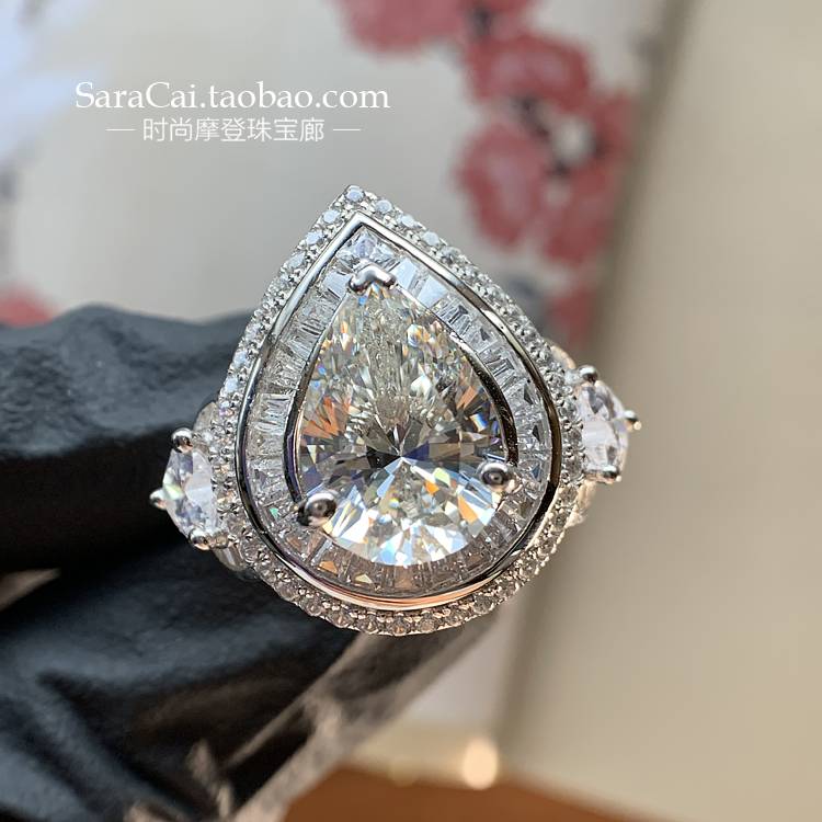 Fashion Modern Jewelry Gallery 925 Silver Single Retro Drilling Ring only 4 high -carbon main stone is about 3.7ct