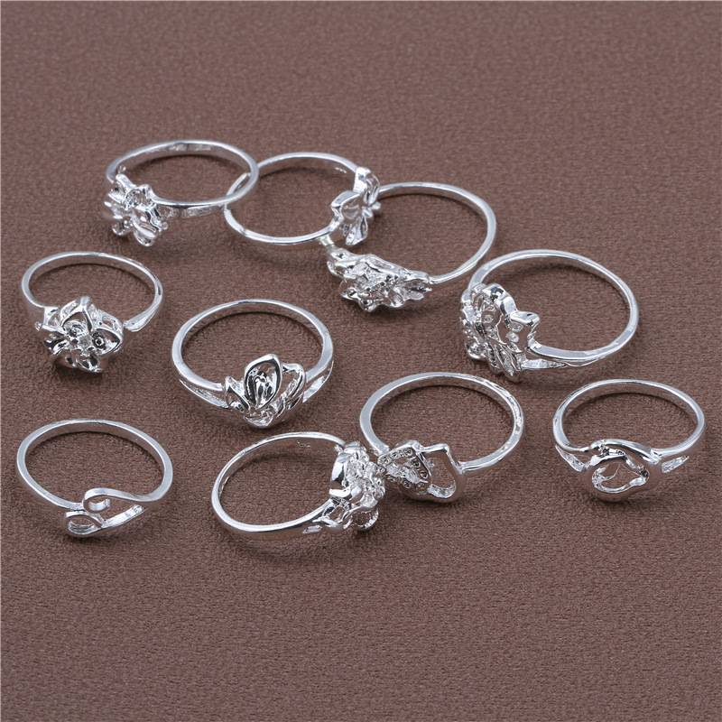 10 -piece rings Set classic butterfly love flower shape Timinal tail ring female ring model
