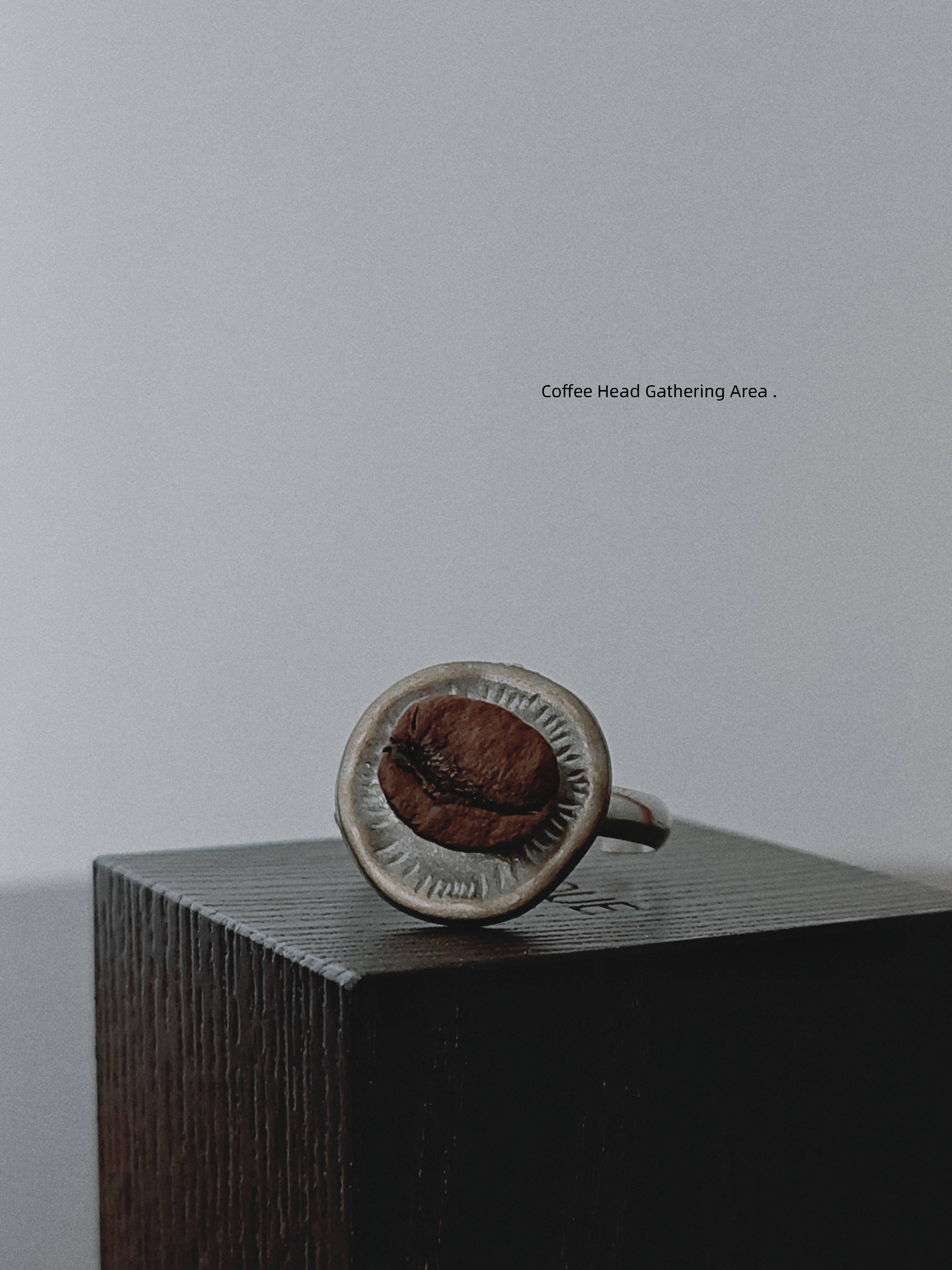 True Coffee Bean Ring Niche Niche Niche Shiregen Open Cable with Calendar Culture Retro Forests Men and Women Jewelry
