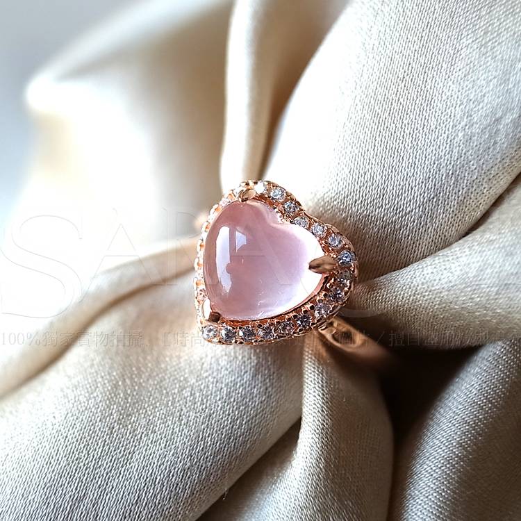 Saracai ◆ 925 sterling silver!Natural ice type powder crystal hibiscus stone ring 7*7.5mm