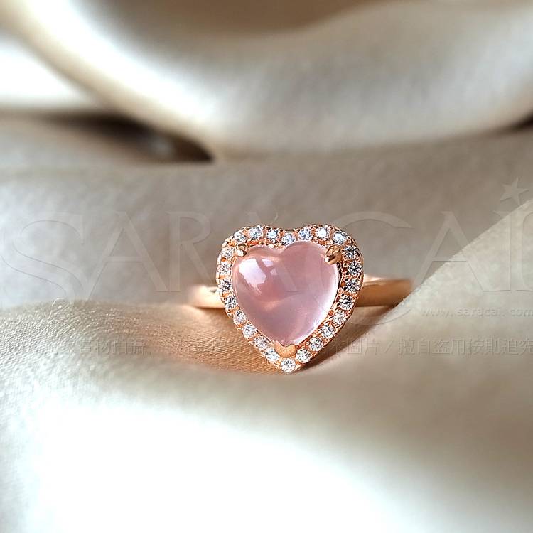 Saracai ◆ 925 sterling silver!Natural ice type powder crystal hibiscus stone ring 7*7.5mm
