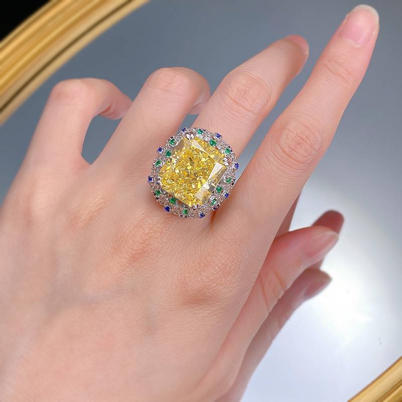 S925 Silver Jewelry European and American classic artificial sapphire ellipse 7*9 vermiculite ring cross -border e -commerce hot sales