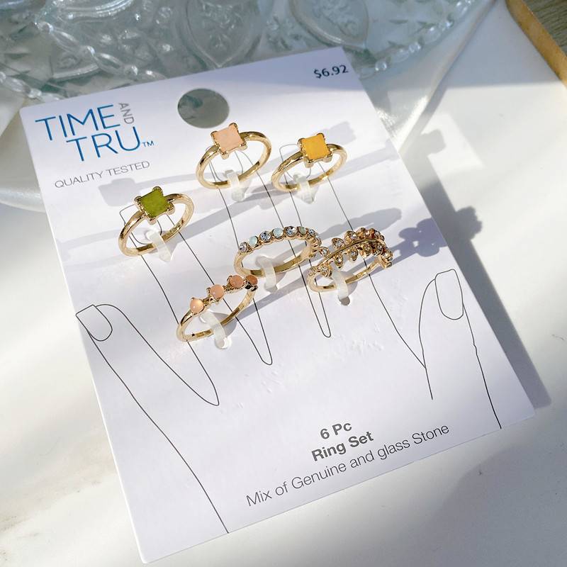 Qingdao European and American jewelry personality trendy niche high sense of high sense, multiple ring finger ring sets