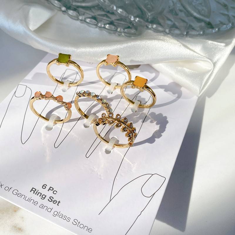 Qingdao European and American jewelry personality trendy niche high sense of high sense, multiple ring finger ring sets