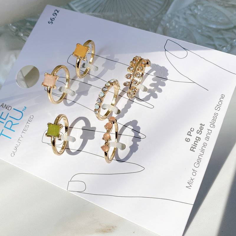 Qingdao European and American jewelry personality trendy niche high sense of high sense, multiple ring finger ring sets