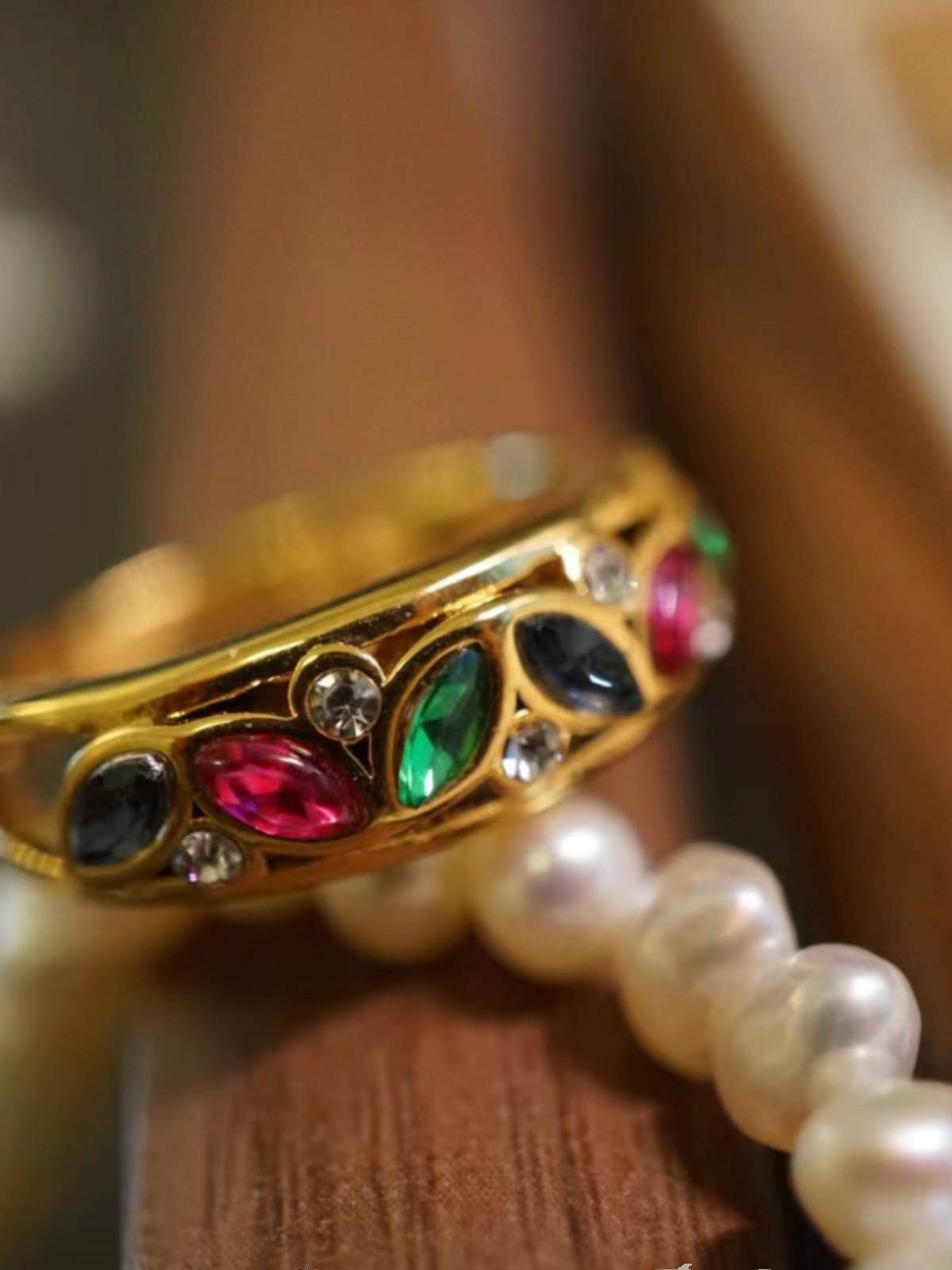 Hui Vintage Jewelry | Middle -aged Single Rhine Comeon Retro Ring
