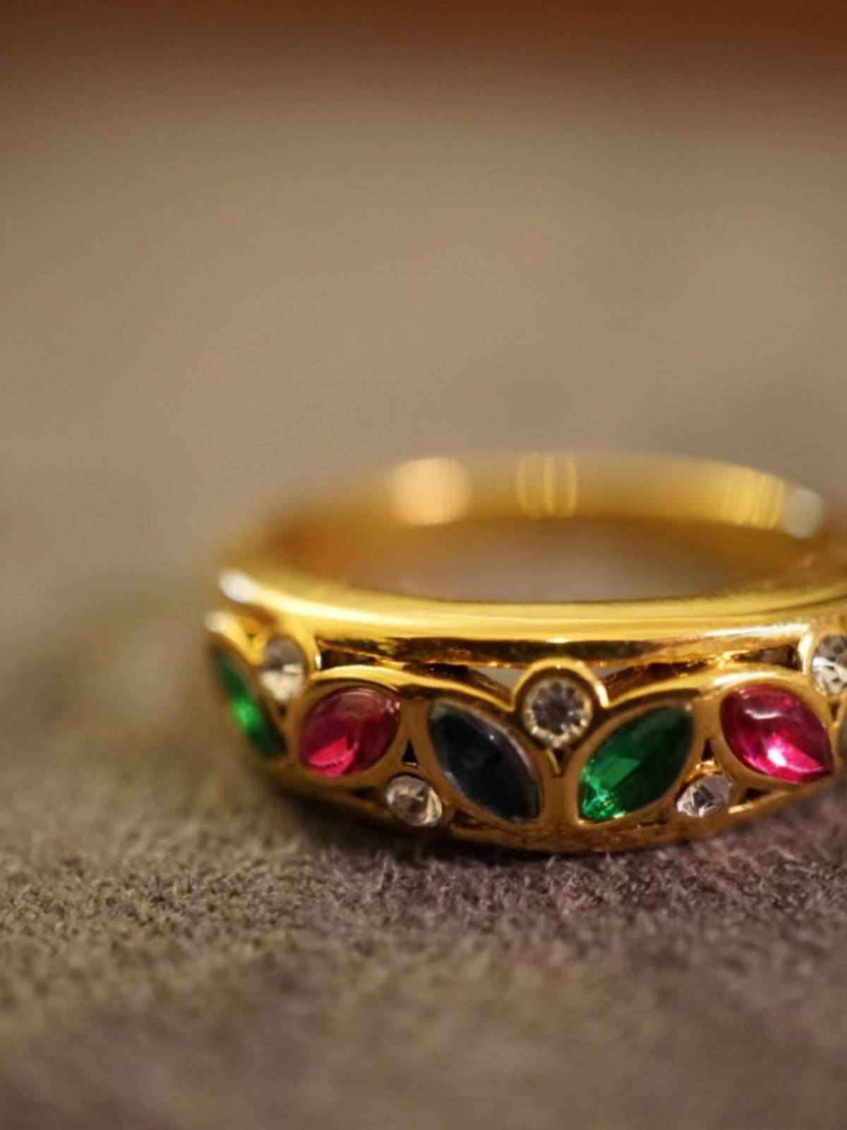 Hui Vintage Jewelry | Middle -aged Single Rhine Comeon Retro Ring