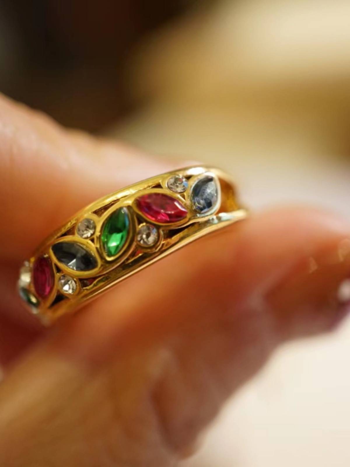 Hui Vintage Jewelry | Middle -aged Single Rhine Comeon Retro Ring