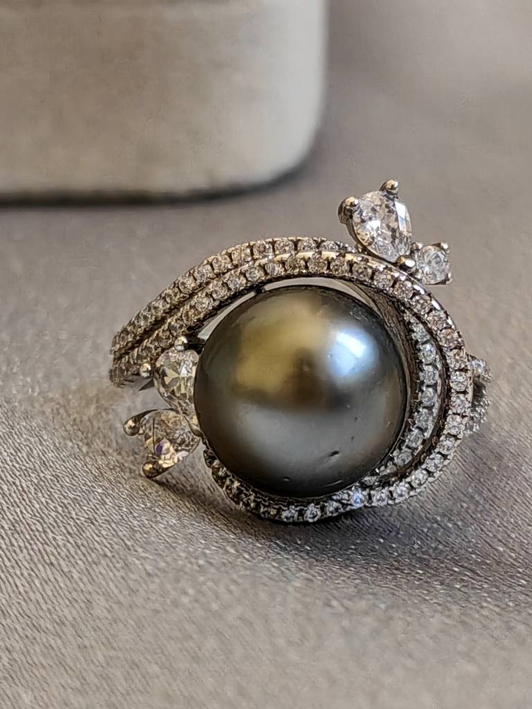 Rare Coffee 11mm Platinum Gray Sea Water Daxi Black Pearl 925 Pure Silver Micro Micro Micro