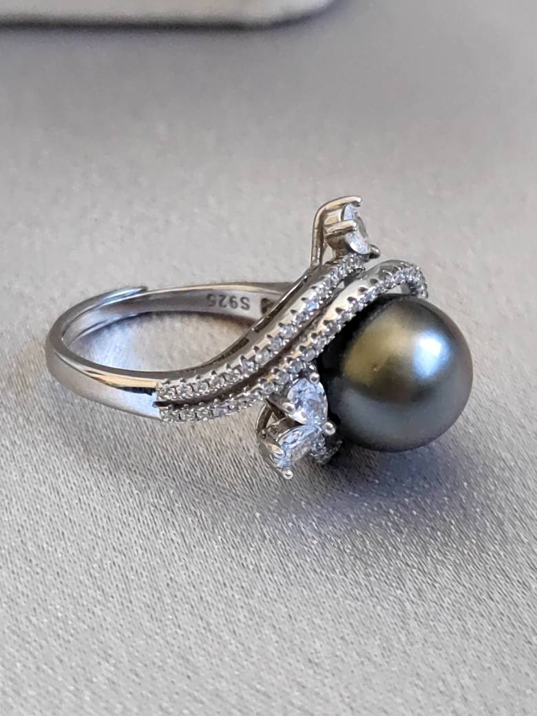 Rare Coffee 11mm Platinum Gray Sea Water Daxi Black Pearl 925 Pure Silver Micro Micro Micro