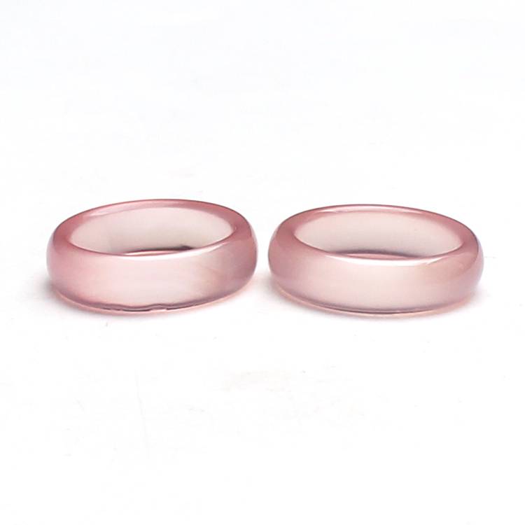 Pink agate finger ice seeding chalcedony ring high -level sense niche sweet and simple jewelry gift women's hand decorations national style