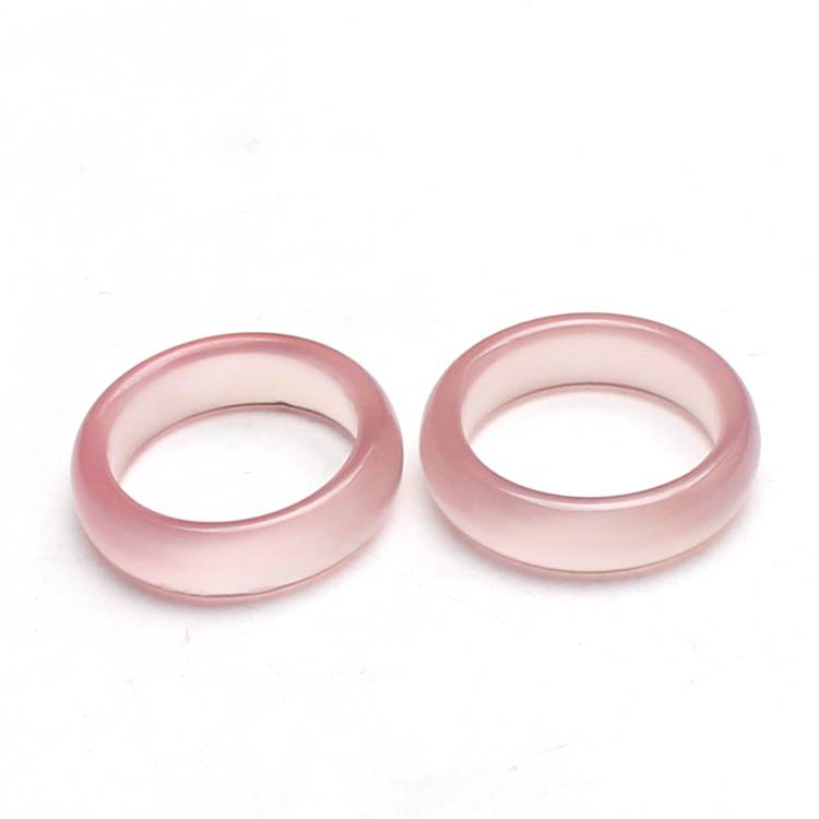 Pink agate finger ice seeding chalcedony ring high -level sense niche sweet and simple jewelry gift women's hand decorations national style