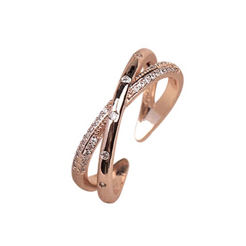 Ole Counter Clear Clear from the cabinet to pick up 18K cross -inlaid ring rose golden female lottery accessories to give gifts