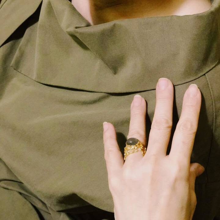 SASA, the same French niche retro literary palace wind bird nest inlaid moonlight long stone rings index finger ring woman