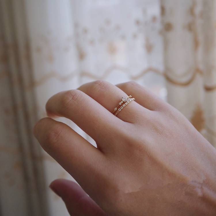 Papanese style S925 sterving 14K gold ring small fire